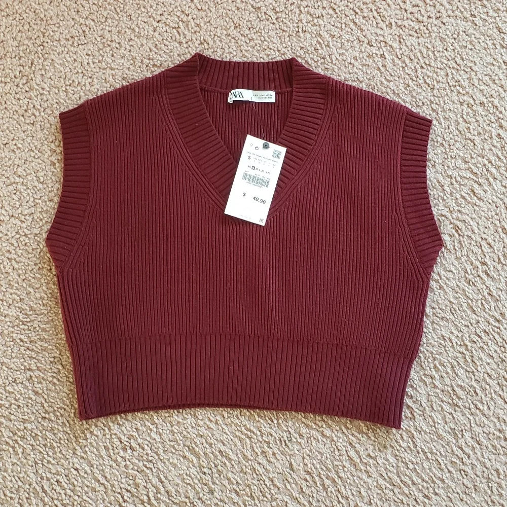 NWT Zara Beautiful Burgundy Wool Blend Vest - Picture 10 of 14